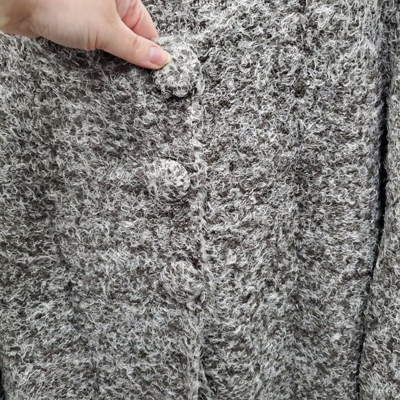 Spanner Women's‎ Vintage Grey White Fluffy Faux Fur Split Front Roll Cardigan S - Picture 5 of 8